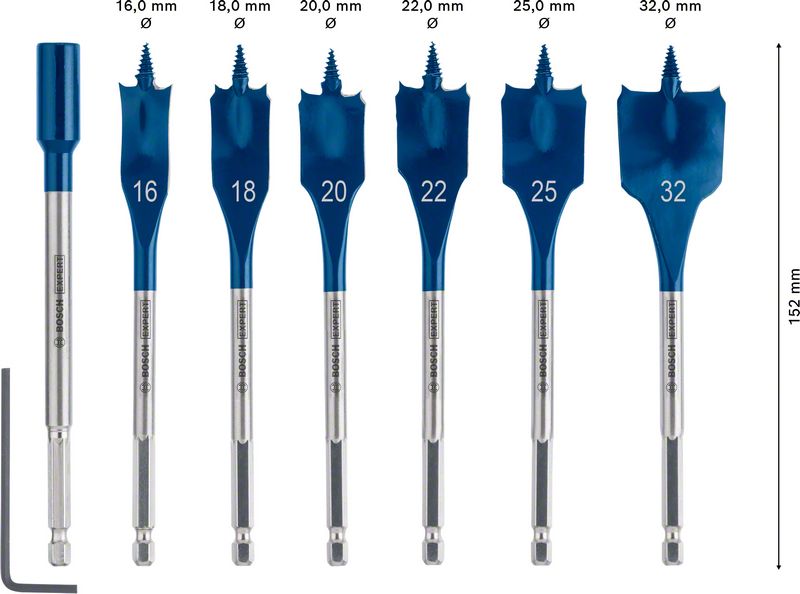 Bosch EXPERT SelfCut Speed Flachfräsbohrer Set 16 - 32 mm 7 tlg. ( 2608900334 ) für Holz - Nachfolger von 2608587009