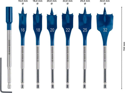 Bosch EXPERT SelfCut Speed Flachfräsbohrer Set 16 - 32 mm 7 tlg. ( 2608900334 ) für Holz - Nachfolger von 2608587009