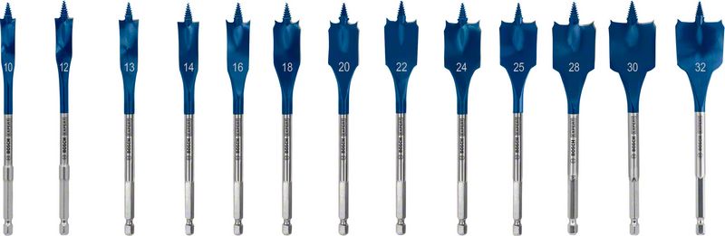 Bosch EXPERT SelfCut Speed Flachfräsbohrer Set 10 - 32 mm 13 tlg. ( 2608900336 ) für Holz - Nachfolger von 2608587010