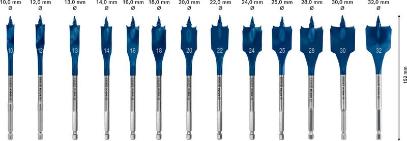 Bosch EXPERT SelfCut Speed Flachfräsbohrer Set 10 - 32 mm 13 tlg. ( 2608900336 ) für Holz - Nachfolger von 2608587010