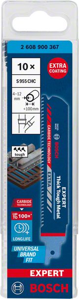 Bosch EXPERT Thick Tough Metal S 955 CHC Säbelsägeblatt 150 mm 10 Stk. ( 2608900367 ) Carbide Technology