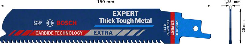 Bosch EXPERT Thick Tough Metal S 955 CHC Säbelsägeblatt 150 mm 10 Stk. ( 2608900367 ) Carbide Technology