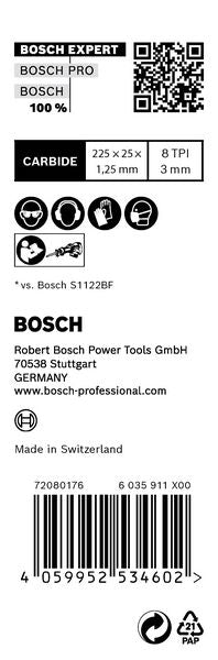 Bosch EXPERT Thick Tough Metal S 1155 CHC Säbelsägeblatt 225 mm 10 Stk. ( 2608900370 ) Carbide Technology