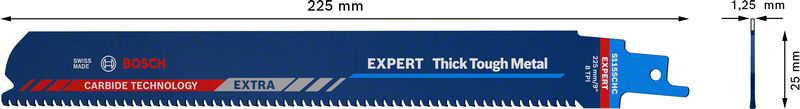 Bosch EXPERT Thick Tough Metal S 1155 CHC Säbelsägeblatt 225 mm 10 Stk. ( 2608900370 ) Carbide Technology