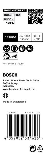 Bosch EXPERT Thick Tough Metal S 1255 CHC Säbelsägeblatt 300 mm 10 Stk. ( 2608900372 ) Carbide Technology