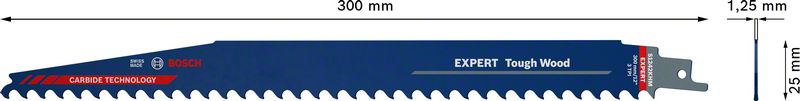 Bosch Expert S 1242 KHM Tough Wood Säbelsägeblatt 300 mm 3 TPI ( 2608900406 ) Carbide Technology