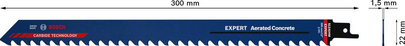 Bosch EXPERT Aerated Concrete S 1241 HM Säbelsägeblatt 300 mm 1 Stk. ( 2608900410 ) Carbide Technology