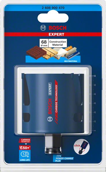 Bosch Expert Construction Material Lochsäge 68 x 60 mm ( 2608900470 ) Carbide Technology für Dreh- und Schlagbohrer