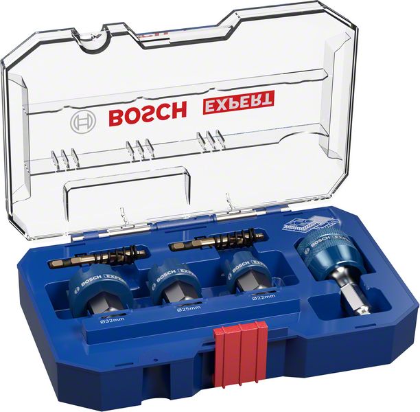 Bosch Expert Sheet Metal Lochsägen Set 6 tlg. 22 / 25 / 32 x 40 mm ( 2608900502 ) Carbide Technology für Dreh- und Schlagbohrer