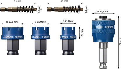 Bosch Expert Sheet Metal Lochsägen Set 6 tlg. 22 / 25 / 32 x 40 mm ( 2608900502 ) Carbide Technology für Dreh- und Schlagbohrer