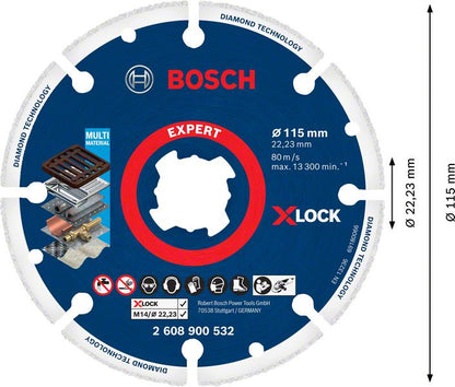 Bosch EXPERT Diamond Metal Wheel X-LOCK Trennscheibe 115 x 22,23 mm 1 Stk. ( 2608900532 ) Diamond Technology - Toolbrothers