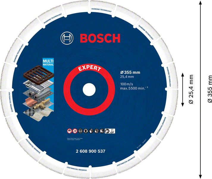 Bosch Expert Diamond Metal Wheel Trennscheibe 355 x 25,4 mm ( 2608900537 ) Diamond Technology für Kappsägen / Benzinsägen