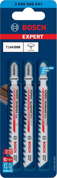 Bosch Expert T 144 DHM Hardwood Fast Stichsägeblatt Set 3 tlg. ( 2608900541 ) Carbide Technology