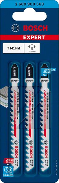 Bosch EXPERT Fiber Plaster T 141 HM Stichsägeblatt 100 mm 3 Stk. ( 2608900563 ) Carbide Technology