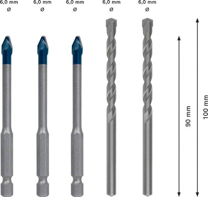 Bosch EXPERT HEX-9 HardCeramic Bohrer Mixed Set 6,0 mm 5 tlg. ( 2608900596 ) Carbide Technology - Toolbrothers