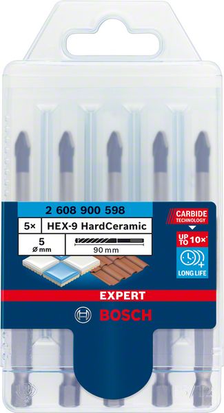 Bosch EXPERT HEX-9 HardCeramic Dachziegel Bohrer Set 5,0 x 90 mm 5 tlg. ( 2608900598 ) Carbide Technology - Toolbrothers