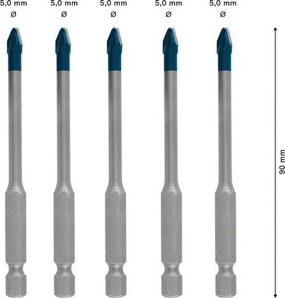 Bosch EXPERT HEX-9 HardCeramic Dachziegel Bohrer Set 5,0 x 90 mm 5 tlg. ( 2608900598 ) Carbide Technology - Toolbrothers