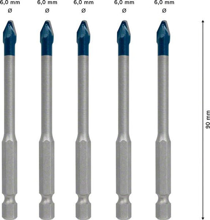 Bosch EXPERT HEX-9 HardCeramic Dachziegel Bohrer Set 6,0 x 90 mm 5 tlg. ( 2608900599 ) Carbide Technology - Toolbrothers