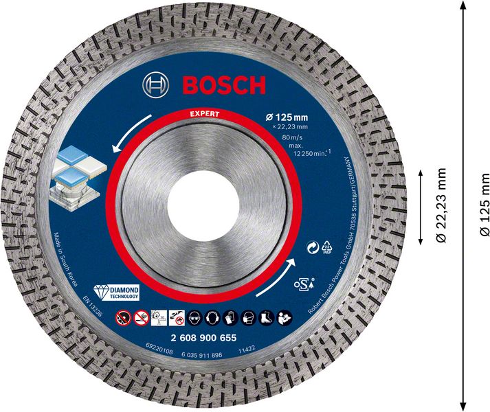 Bosch EXPERT HardCeramic Diamant Trennscheibe 125 x 22,23 mm 1 Stk. ( 2608900655 ) Diamond Technology