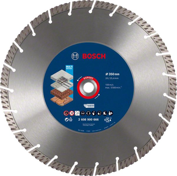 Bosch Expert MultiMaterial Diamant Trennscheibe 350 x 3,3 x 25,40 mm ( 2608900666 ) Diamond Technology für Tischsägen / Benzinsägen