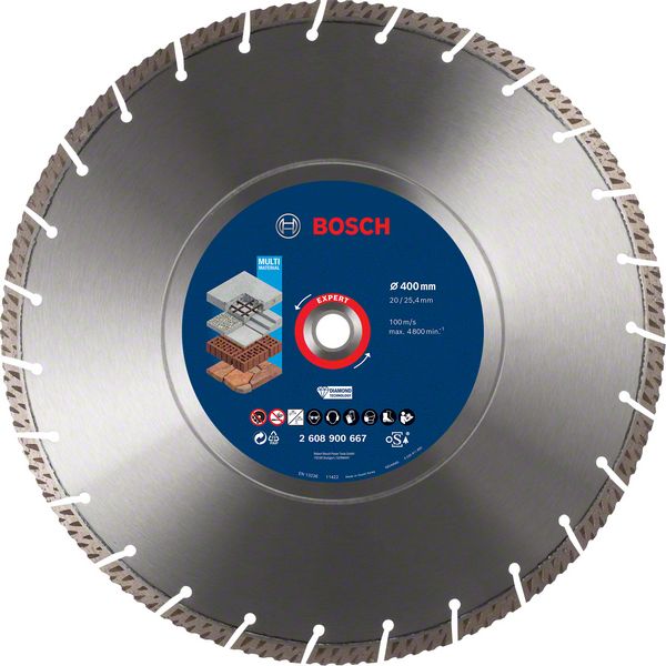 Bosch Expert MultiMaterial Diamant Trennscheibe 400 x 3,3 x 25,40 mm ( 2608900667 ) Diamond Technology für Tischsägen / Benzinsägen