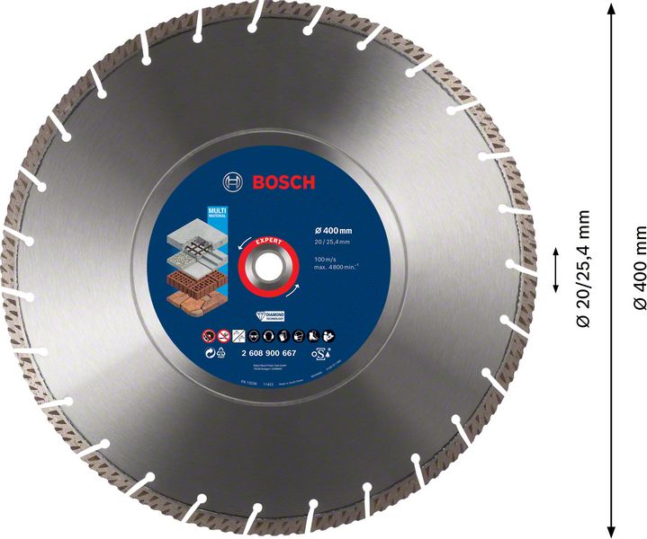 Bosch Expert MultiMaterial Diamant Trennscheibe 400 x 3,3 x 25,40 mm ( 2608900667 ) Diamond Technology für Tischsägen / Benzinsägen