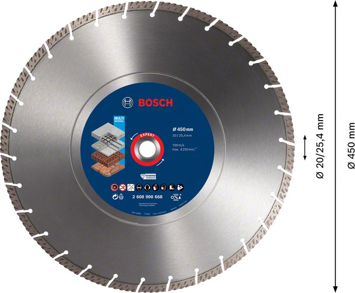 Bosch Expert MultiMaterial Diamant Trennscheibe 450 x 3,3 x 25,40  mm ( 2608900668 ) Diamond Technology für Tischsägen / Benzinsägen - Toolbrothers