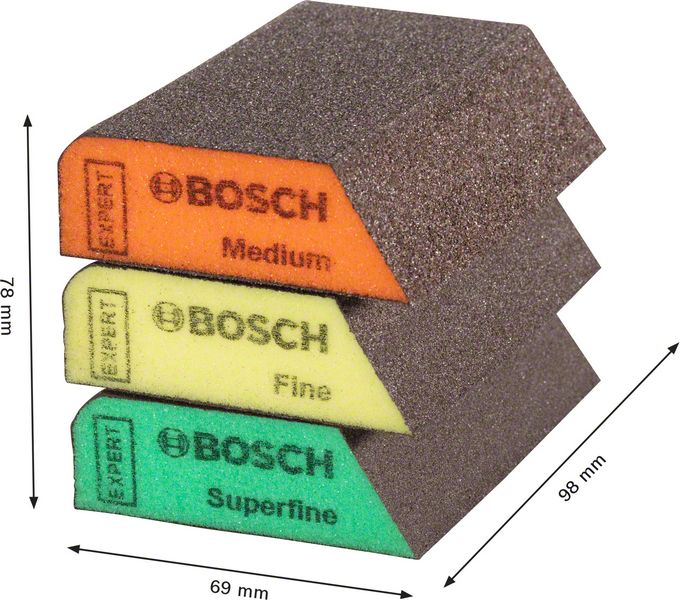 Bosch Expert S470 Combi Block Set 3 tlg. 69 x 97 x 26 mm ( 2608901174 ) Mittel / Fein / Superfein