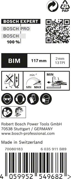 Bosch EXPERT Hardwood 2 side clean T 308 BFP Stichsägeblatt 117 mm 25 Stk. ( 2608901181 ) Bi-Metall