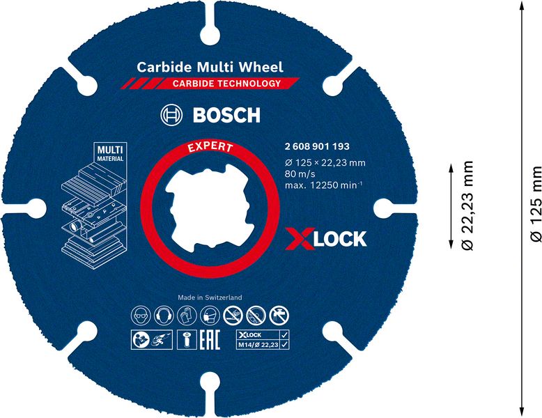 Disque à tronçonner Bosch Expert Carbide Multi Wheel X-LOCK (2608901193) 125 mm x 22,23 mm