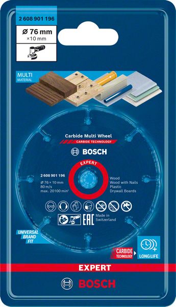 Bosch EXPERT Carbide Multi Wheel Trennscheibe 76 x 10 mm 1 Stk. ( 2608901196 ) Carbide Technology