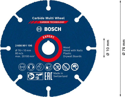 Bosch EXPERT Carbide Multi Wheel Trennscheibe 76 x 10 mm 1 Stk. ( 2608901196 ) Carbide Technology