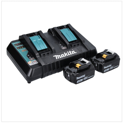 Makita DML 810 PF Akku LED Flächenlicht 18 / 36 V ( 2 x 18 V ) 5500 lm IP54 + 2x Akku 3,0 Ah + Doppelladegerät