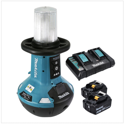 Makita DML 810 PG Akku LED Flächenlicht 18 / 36 V ( 2 x 18 V ) 5500 lm IP54 + 2x Akku 6,0 Ah + Doppelladegerät