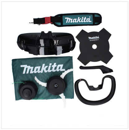 Makita UR 003 GD101 Akku Freischneider 40 V Brushless IPX4 + Akku 2,5 Ah + Ladegerät + Schultergurt + Messerkopf + Fadenkopf + Schlagmesser + Tasche