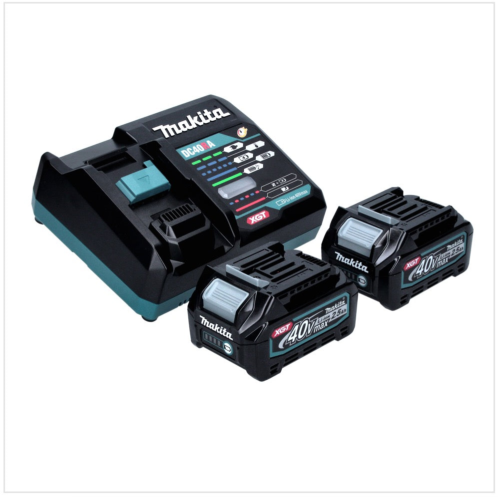 Makita UR 003 GD201 Akku Freischneider 40 V Brushless IPX4 + 2x Akku 2,5 Ah + Ladegerät + Schultergurt + Messerkopf + Fadenkopf + Schlagmesser + Tasche