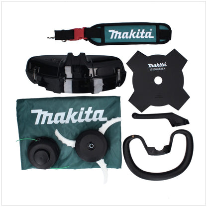 Makita UR 003 GM101 Akku Freischneider 40 V Brushless IPX4 + Akku 4,0 Ah + Schultergurt + Messerkopf + Fadenkopf + Schlagmesser + Tasche - ohne Ladegerät