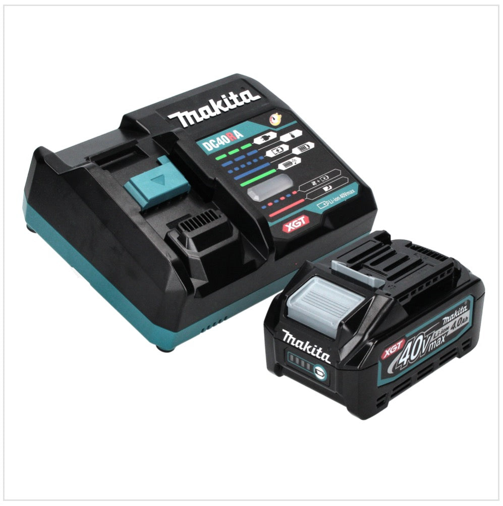 Makita UR 003 GM101 débroussailleuse à batterie 40 V brushless IPX4 + batterie 4,0 Ah + chargeur + bandoulière + tête de couteau + tête de fil + couteau à mouche + sac