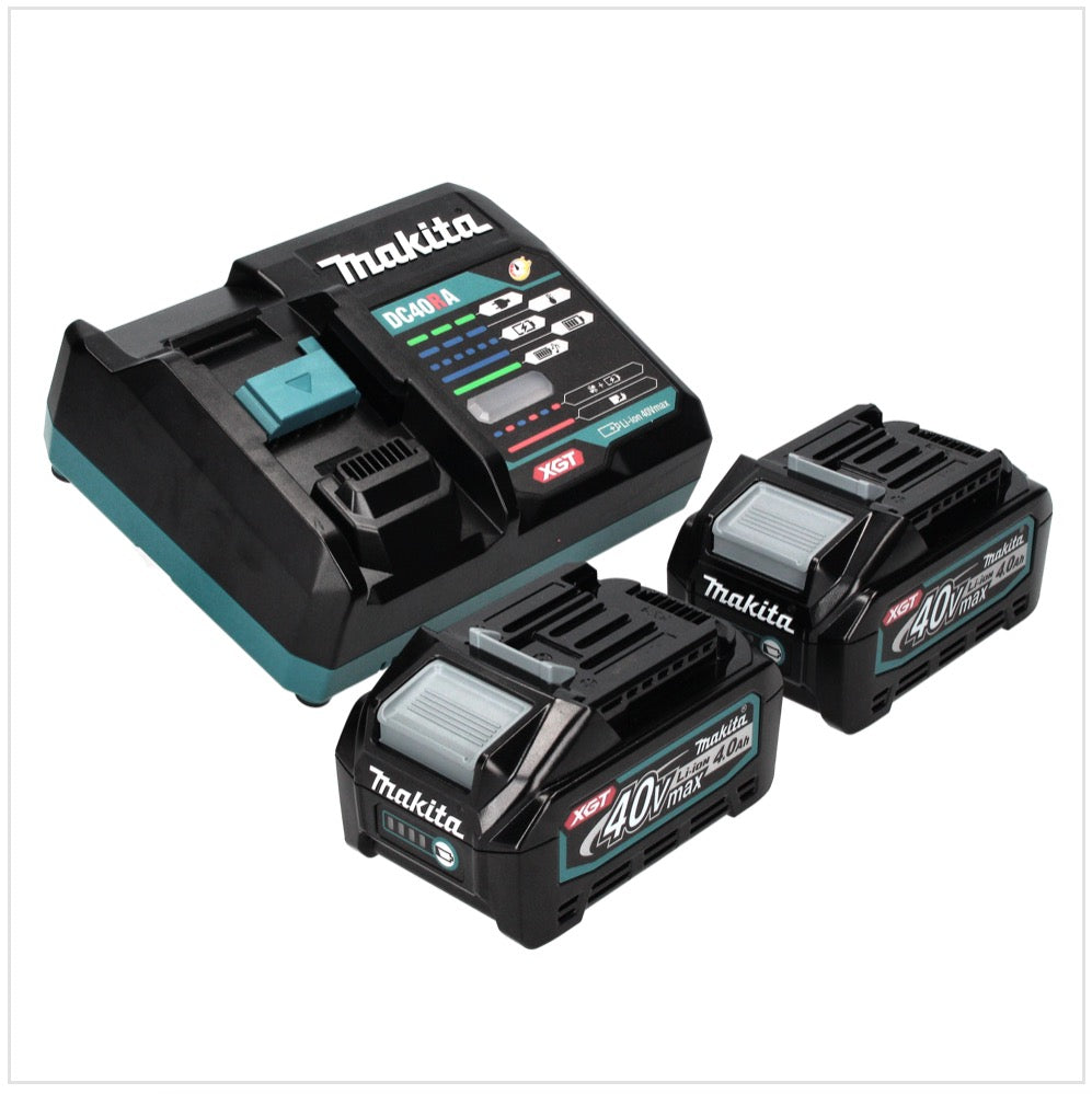 Makita UR 003 GM201 débroussailleuse à batterie 40 V sans balais IPX4 + 2x batteries 4,0 Ah + chargeur + bandoulière + tête de couteau + tête de fil + couteau à mouche + sac