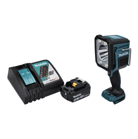 Makita DML 812 RM1 lampe de poche projecteur à main LED sur batterie 18 V 1250 lm + 1x batterie 4,0 Ah + chargeur