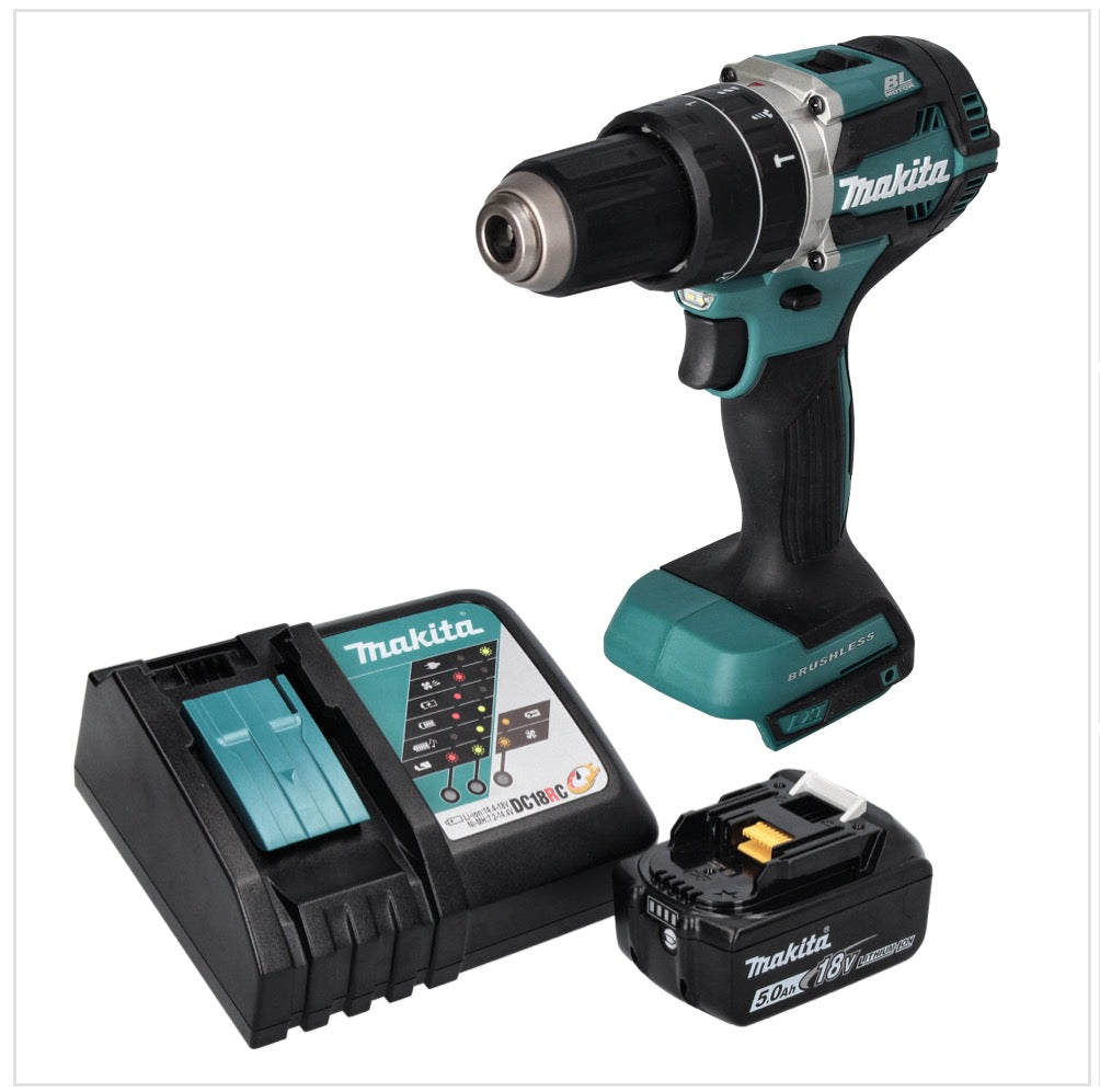 Makita DHP 484 RT1 perceuse à percussion sans fil 18 V 54 Nm sans balais + 1 batterie 5,0 Ah + chargeur