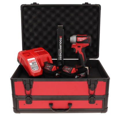 Clé à chocs sans fil Milwaukee M18 BLID2-602FC TX 18 V 180 Nm 1/4" brushless + 2x batteries 6,0 Ah + chargeur + mètre pliant + coffret TX