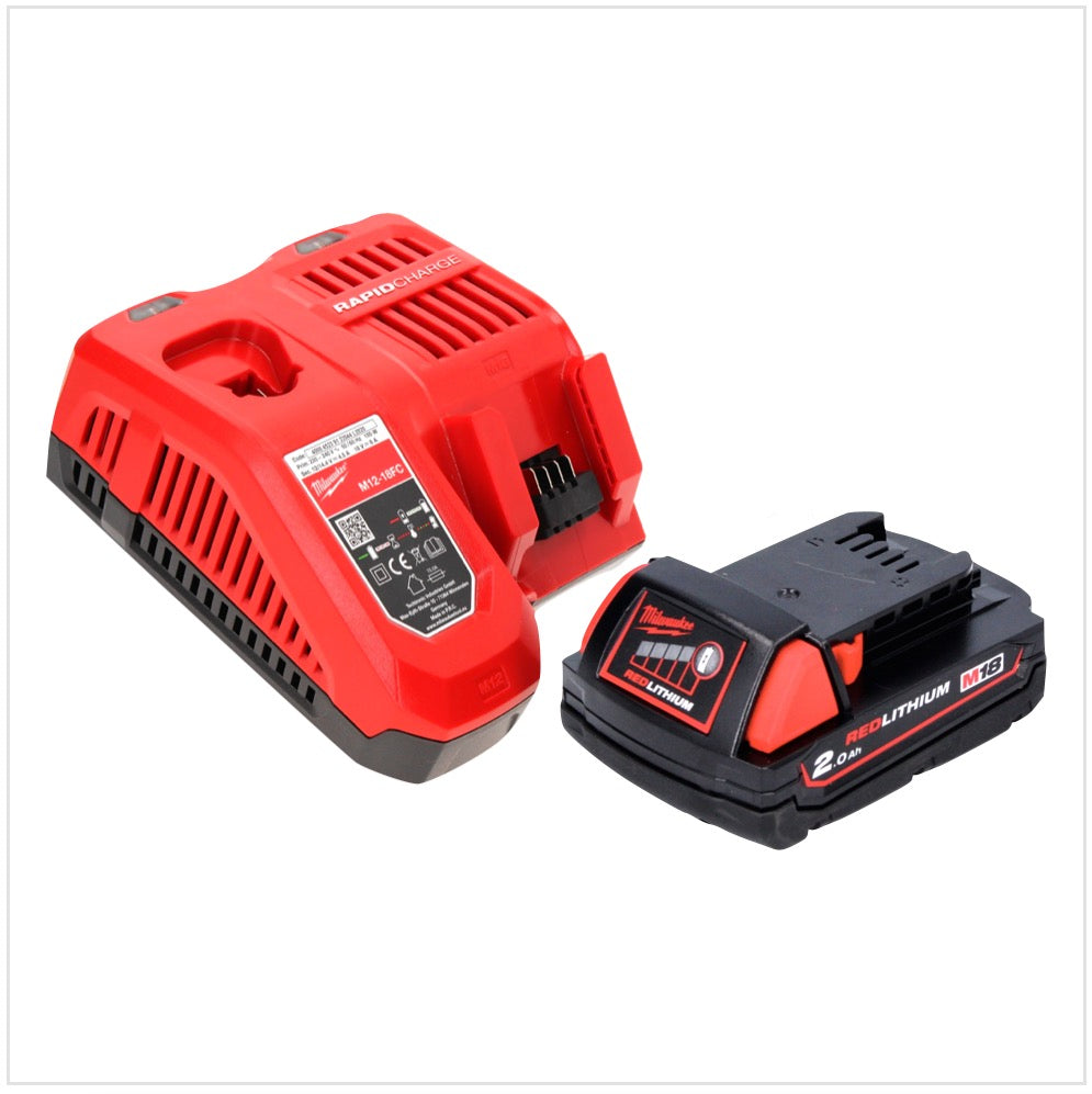 Clé à chocs sans fil Milwaukee M18 BLID2-201FC TX 18 V 180 Nm 1/4" brushless + 1x batterie 2,0 Ah + chargeur + mètre pliant + coffret TX