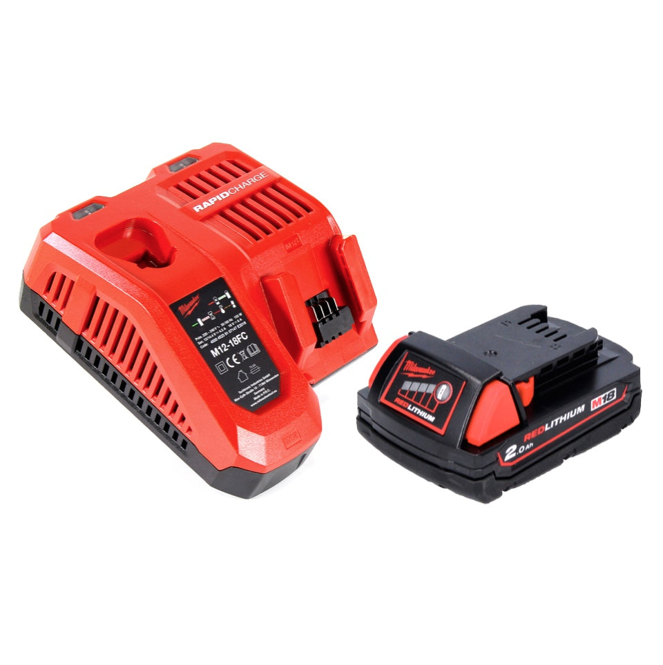 Perceuse à percussion sans fil Milwaukee M18 FPD2-201FC TX 18 V 135 Nm sans balais + 1x batterie 2,0 Ah + chargeur + mètre pliant + coffret TX