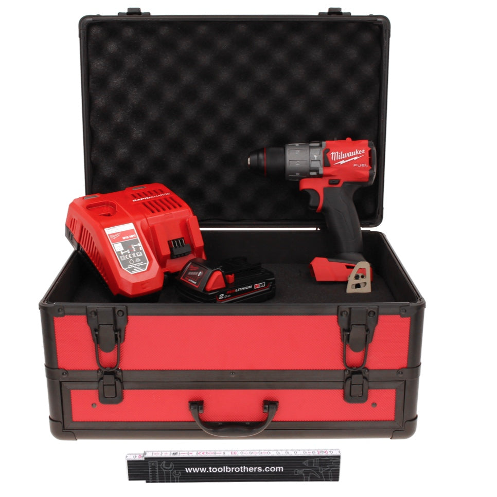 Milwaukee M18 FPD2-201FC TX Akku Schlagbohrschrauber 18 V 135 Nm Brushless + 1x Akku 2,0 Ah + Ladegerät + Gliedermaßstab + TX Koffer