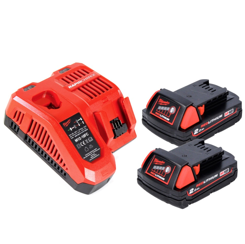 Milwaukee M18 FPD2-202FC TX Akku Schlagbohrschrauber 18 V 135 Nm Brushless + 2x Akku 2,0 Ah + Ladegerät + Gliedermaßstab + TX Koffer