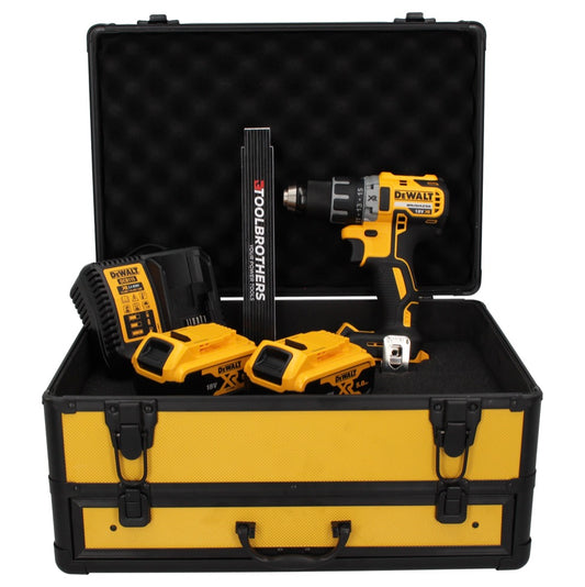 Perceuse-visseuse sans fil DeWalt DCD 791 P2 TX 18 V 70 Nm sans balais + 2x batteries 5,0 Ah + chargeur + mètre pliant + coffret TX