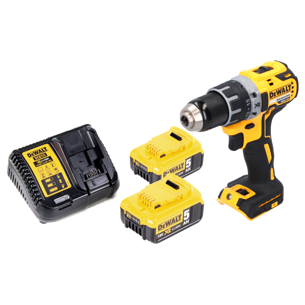 DeWalt DCD 791 P2 Akku Bohrschrauber 18 V 70 Nm Brushless + 2x Akku 5,0 Ah + Ladegerät