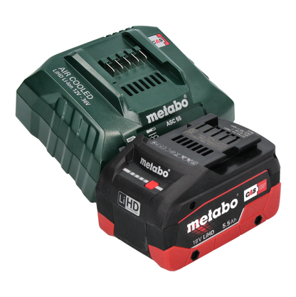 Metabo SB 18 LTX BL I Akku Schlagbohrschrauber 18 V 130 Nm Brushless + 1x Akku 5,5 Ah + Ladegerät + 32 tlg. Bit Set + metaBOX