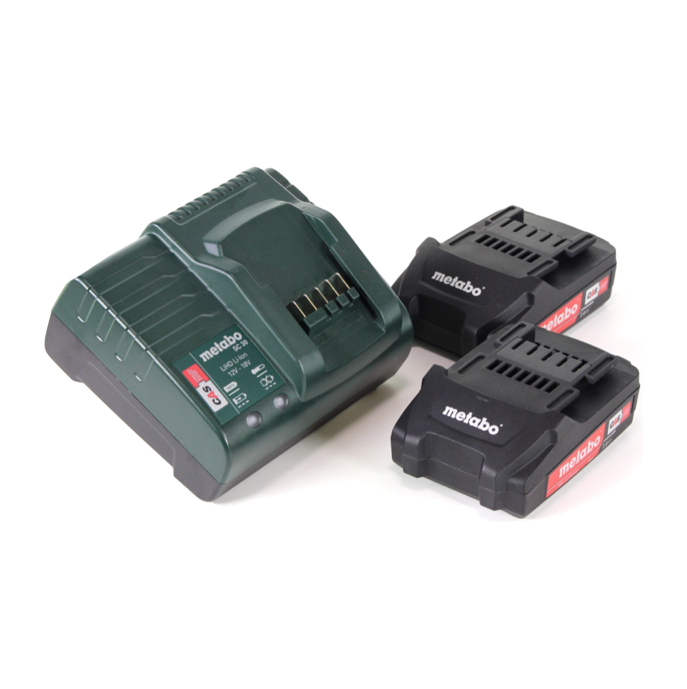 Metabo BS 18 Quick perceuse-visseuse sans fil 18 V 48 Nm + 2 batteries 2,0 Ah + chargeur + jeu d'embouts 32 pièces + coffret